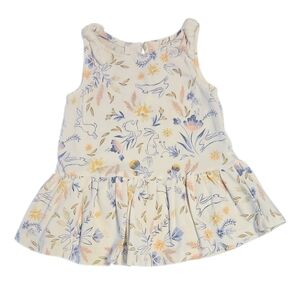 Savannah Baby Floral Bunny Ruffle Hem Top- Cream/Blue/Pink 24 Months Easter